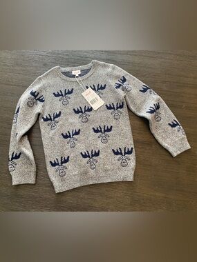Seed Heritage Grey and Navy Moose Knit Sweater